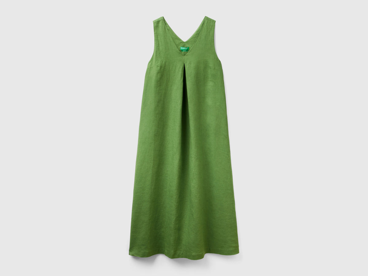 Vestito smanicato in puro lino