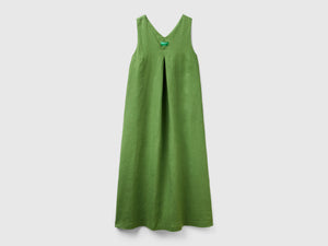 Vestito smanicato in puro lino