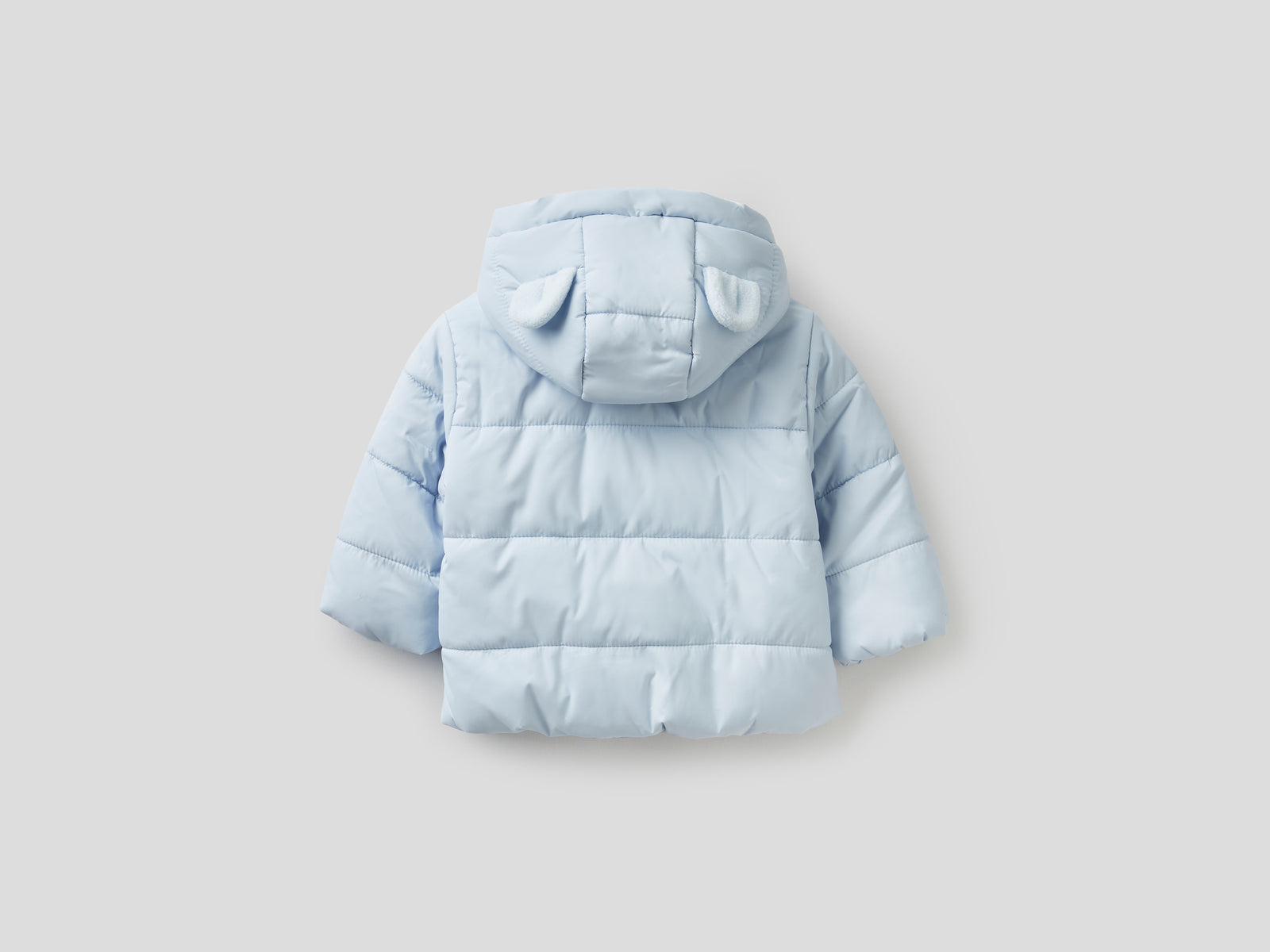 Giubbotto imbottito con cappuccio da neonato celeste 2 | Benetton Outlet