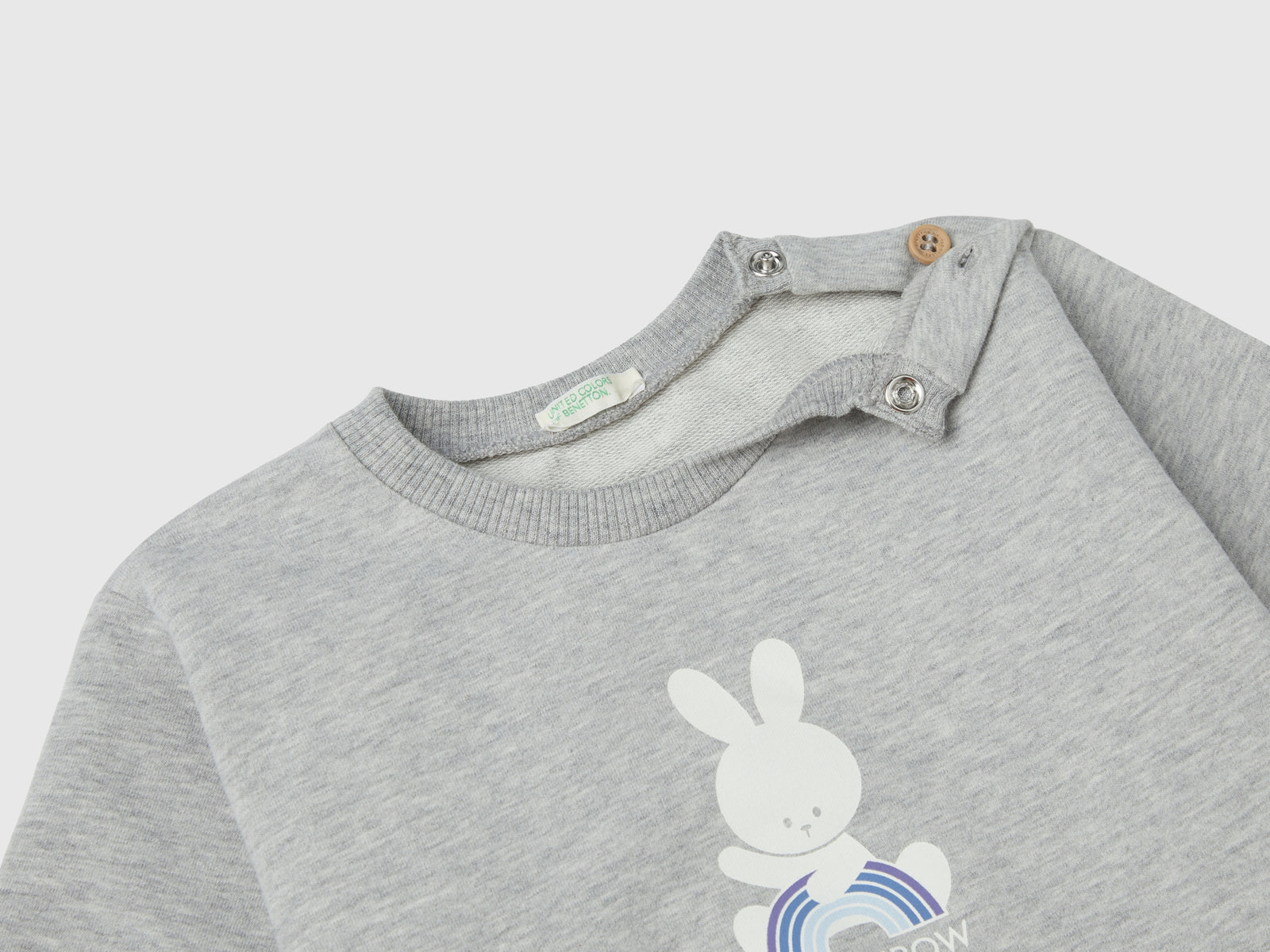 Completino in felpa leggera da neonato grigio chiaro 2 | Benetton Outlet