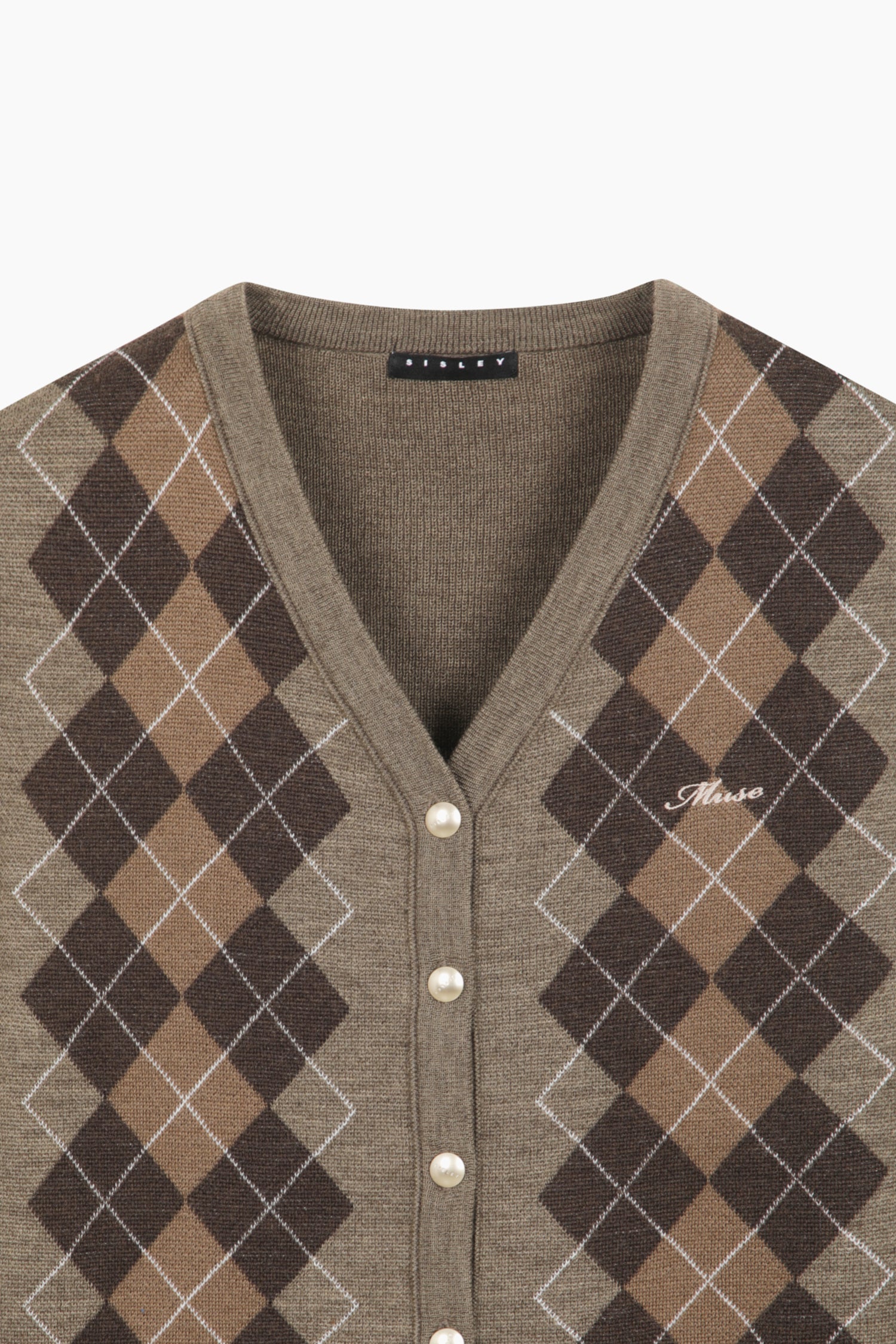 Cardigan con rombi da donna marrone 3 | Sisley Outlet