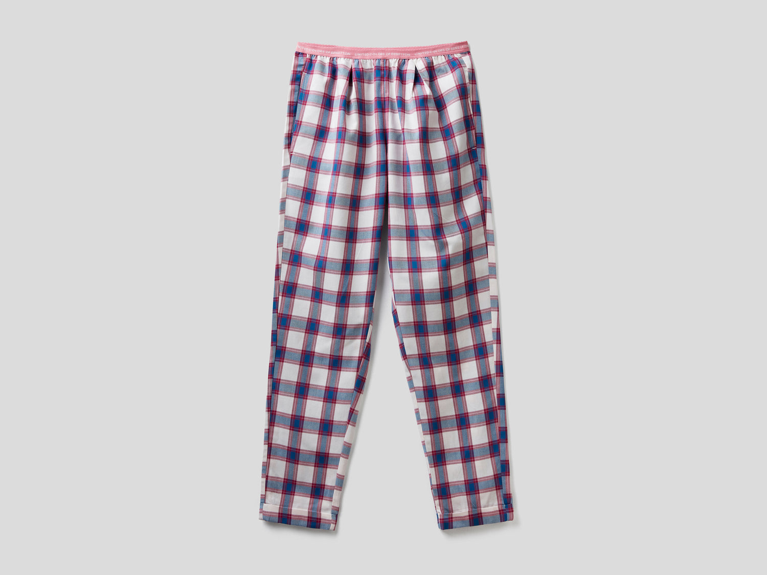 Pantaloni a quadri in flanella da donna avio | Benetton Outlet