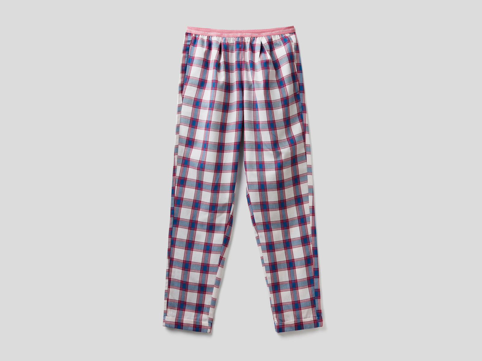 Pantaloni a quadri in flanella da donna avio | Benetton Outlet