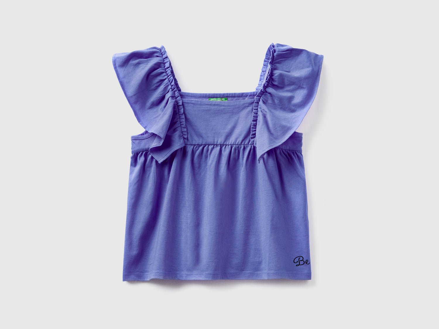T-shirt in puro cotone dal taglio leggermente svasato da bambina bluette | Benetton Outlet