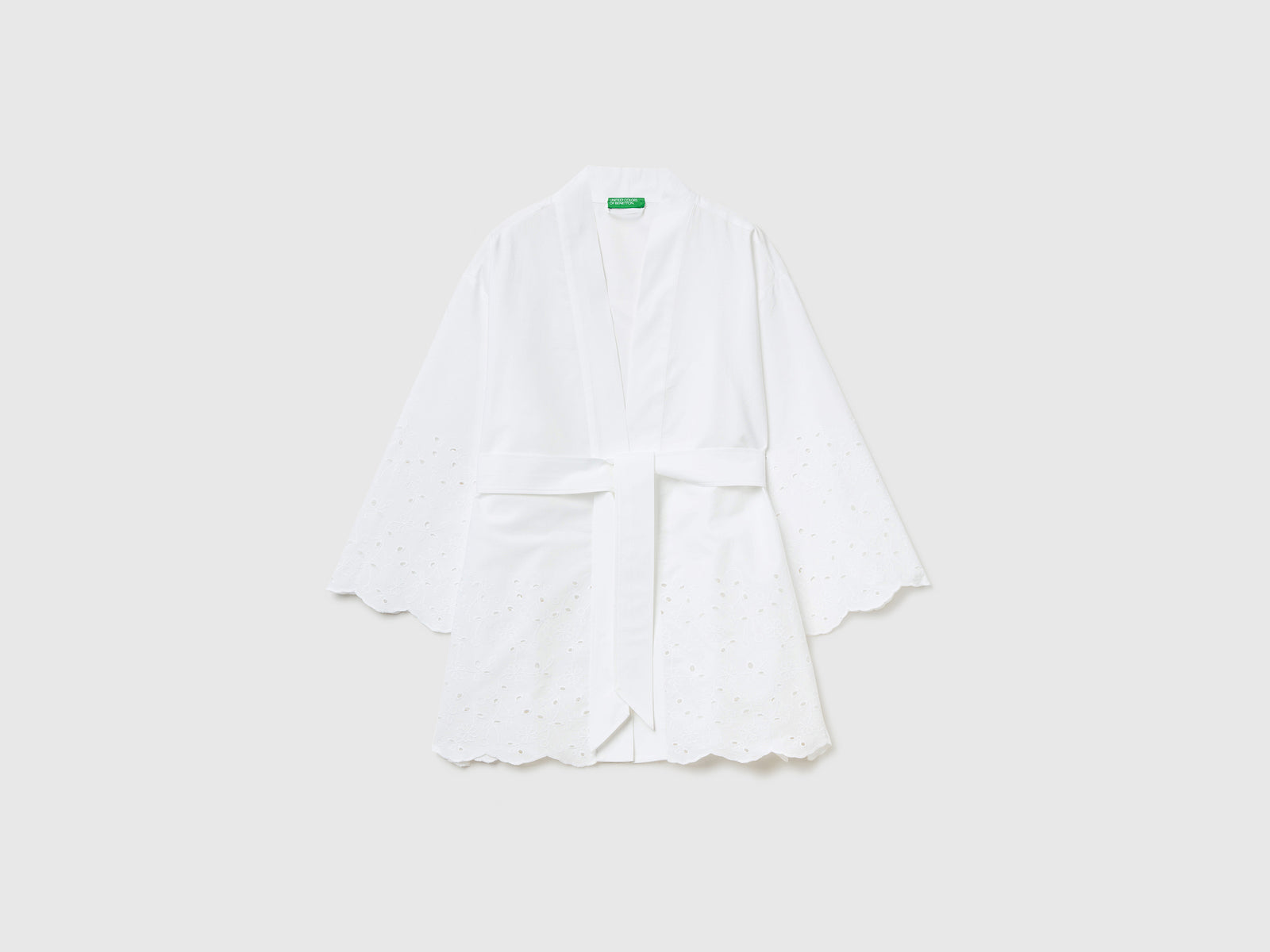 Giacca modello kimono in misto cotone dalla vestibilità morbida da donna bianco | Benetton Outlet