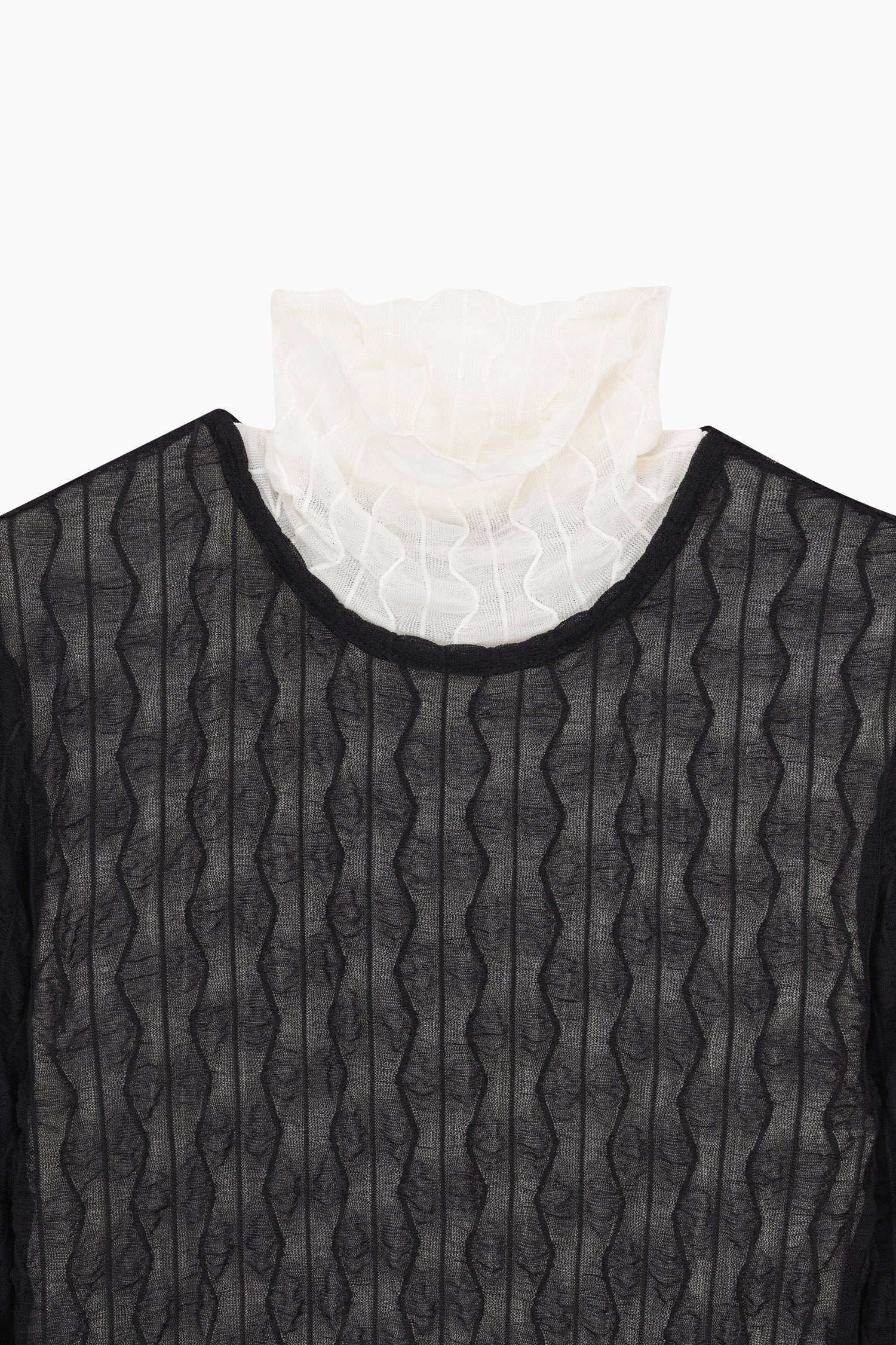 Maglietta semi-trasparente sovrapposta da donna nero 5 | Sisley Outlet