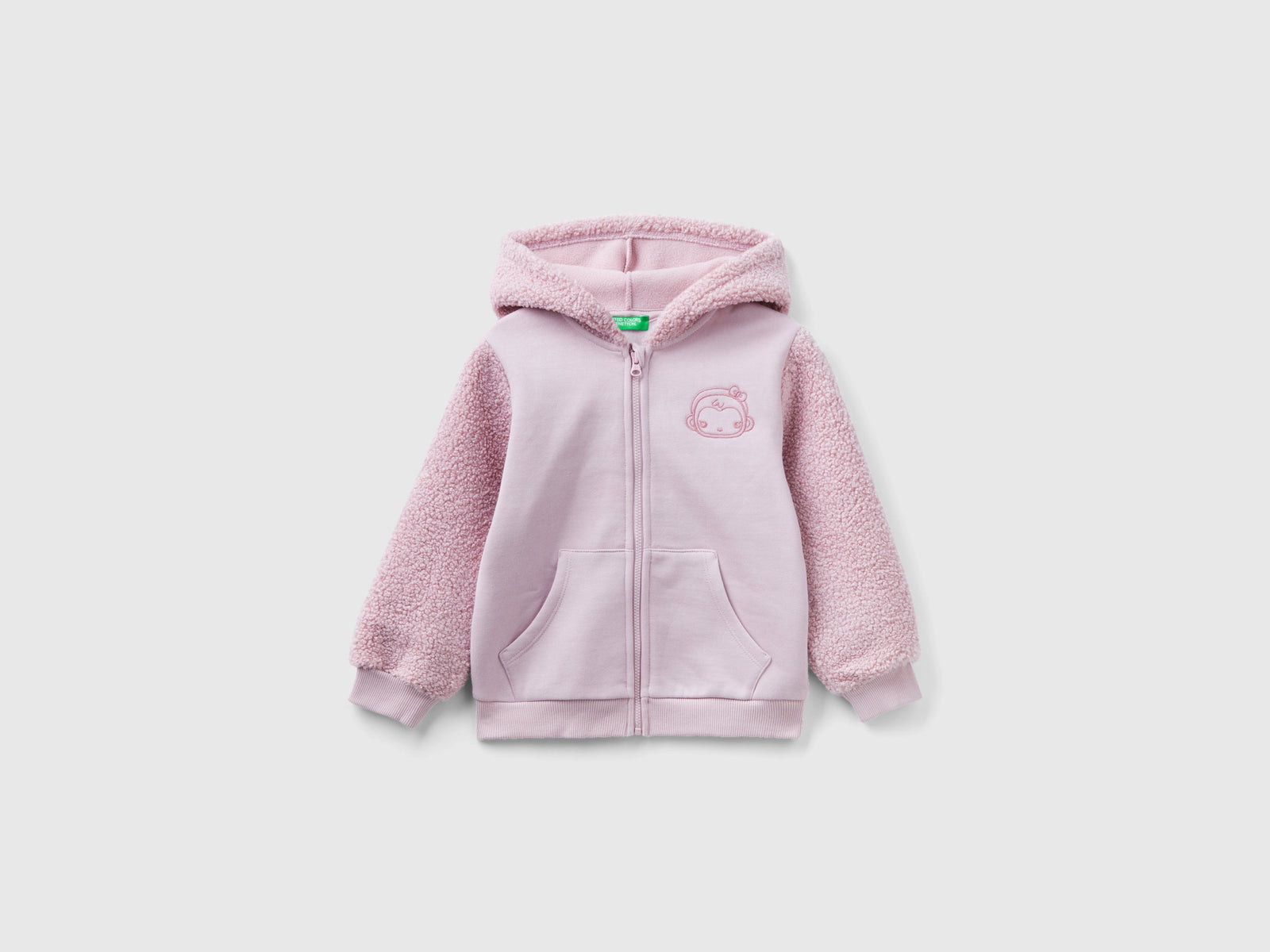 Calda felpa con cappuccio da bimba rosa | Benetton Outlet