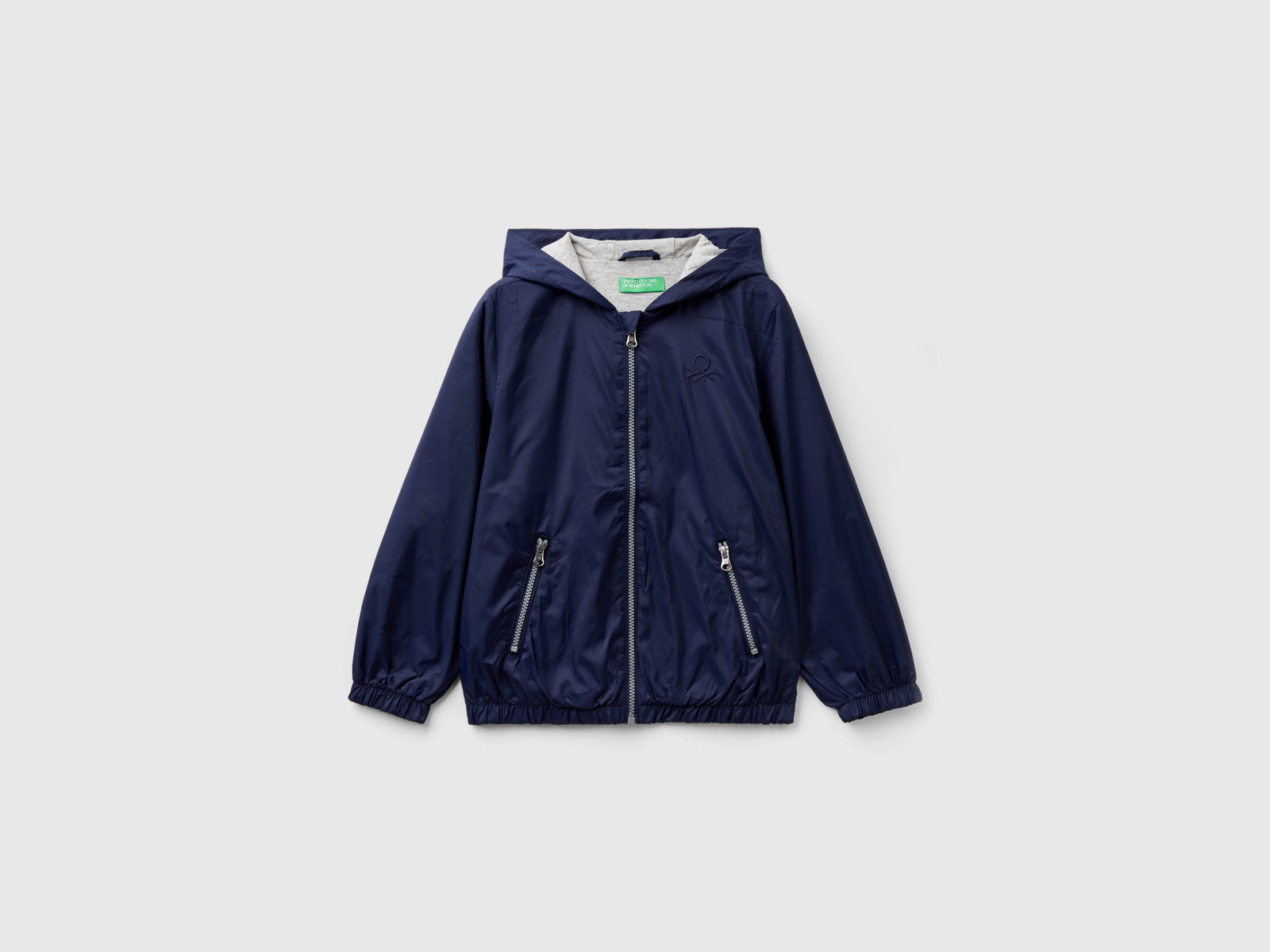 Giubbino in nylon con cappuccio da bambino blu scuro | Benetton Outlet