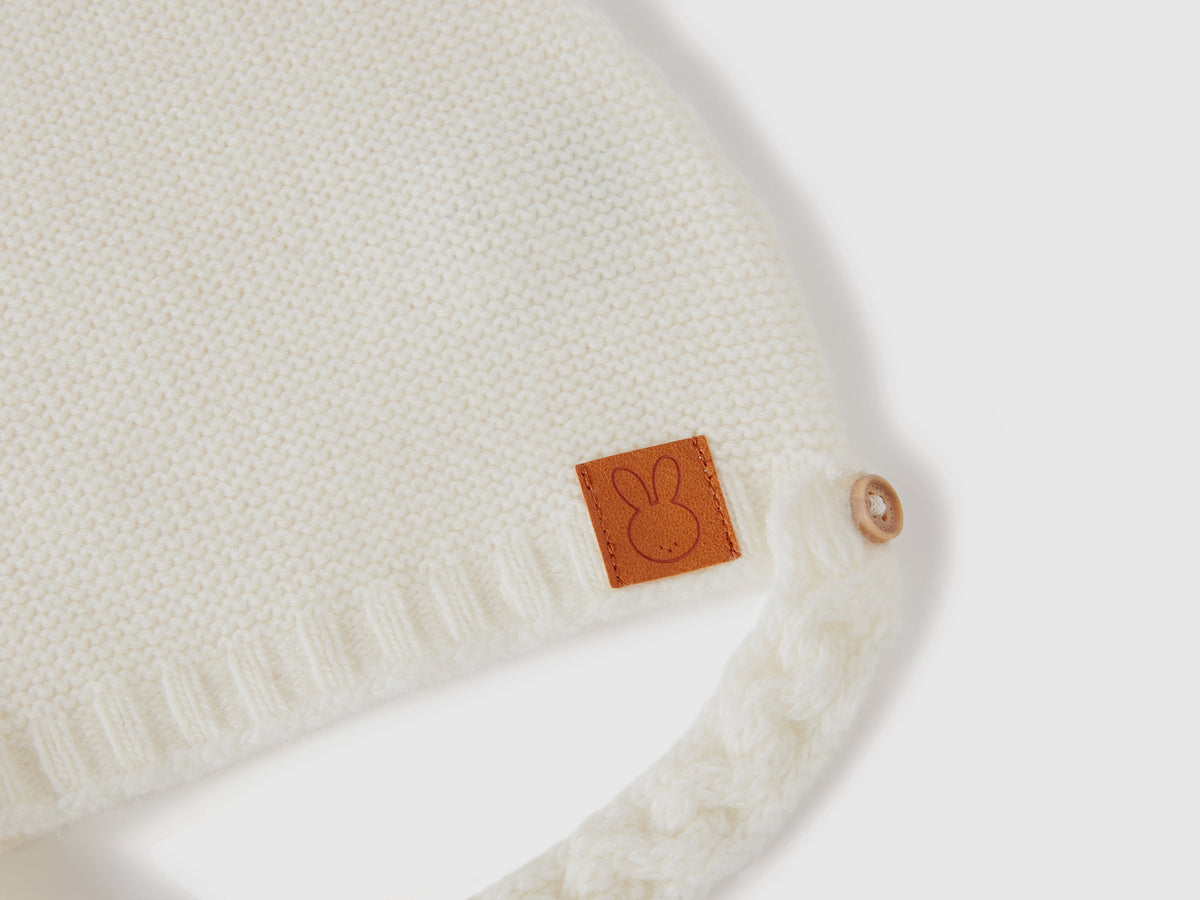 Recycled wool blend beanie with ears