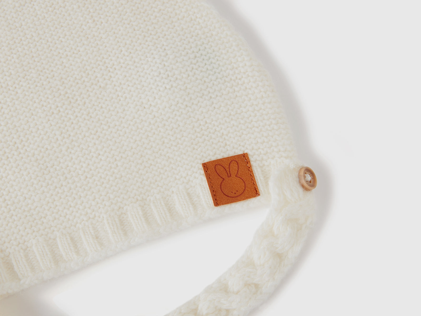 Recycled wool blend beanie with ears da neonato bianco panna 3 | Benetton Outlet
