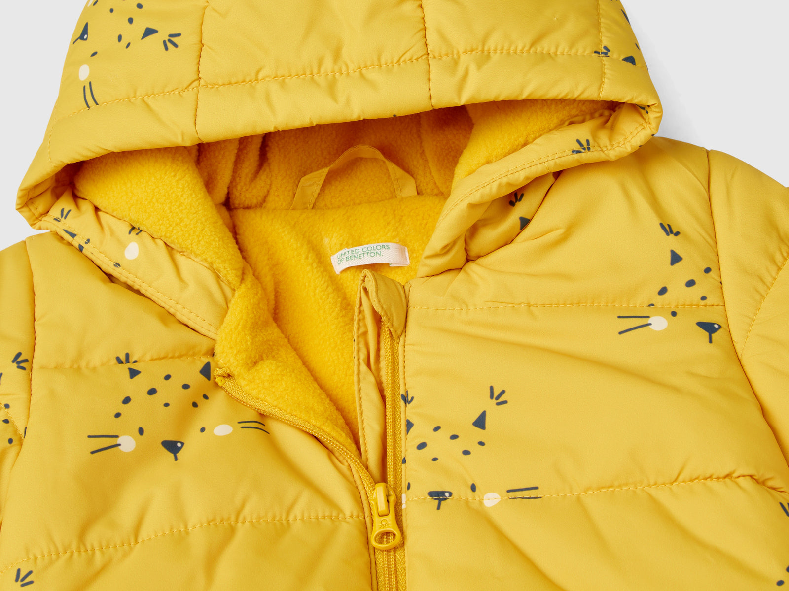 Giubbotto fantasia con zip e cappuccio da neonato giallo 3 | Benetton Outlet