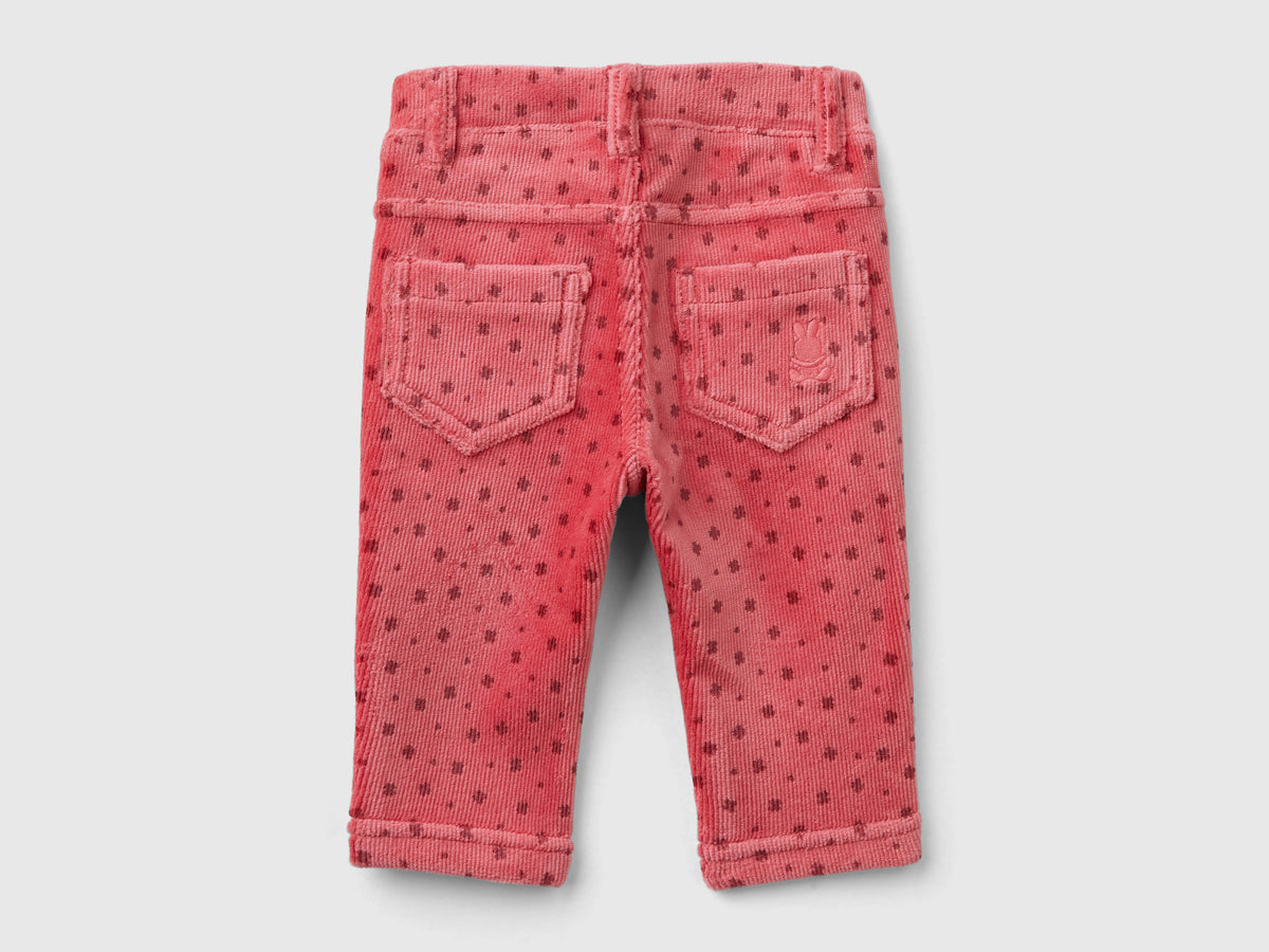 Pantaloni con stampa fantasia in ciniglia