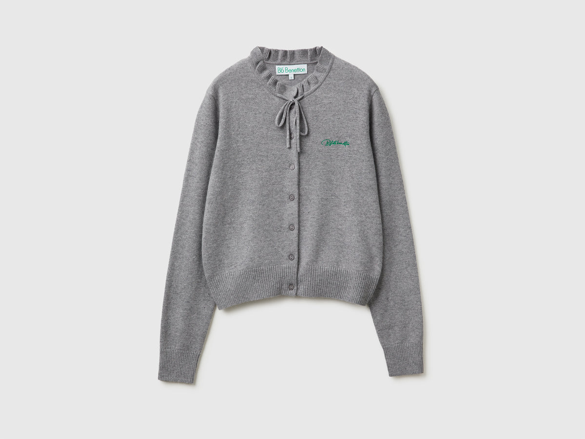 Cardigan con collo rouches