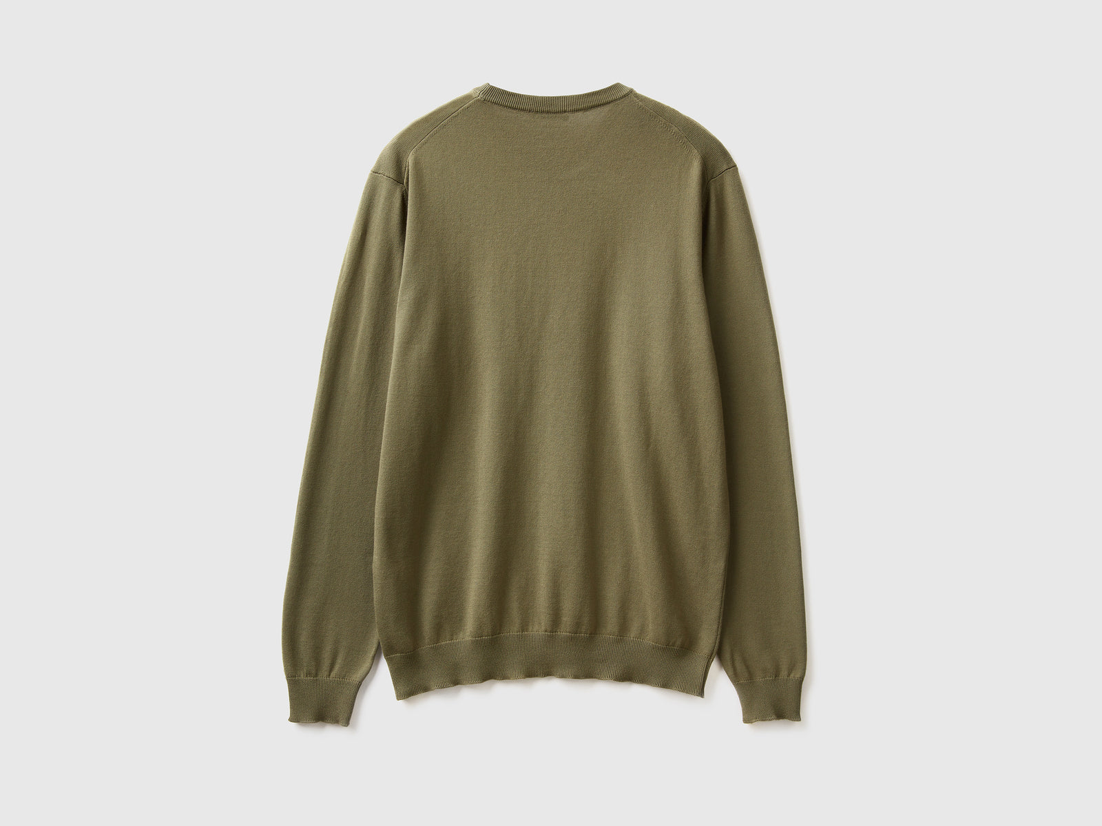 Maglia girocollo 100% cotone da uomo verde militare 2 | Benetton Outlet