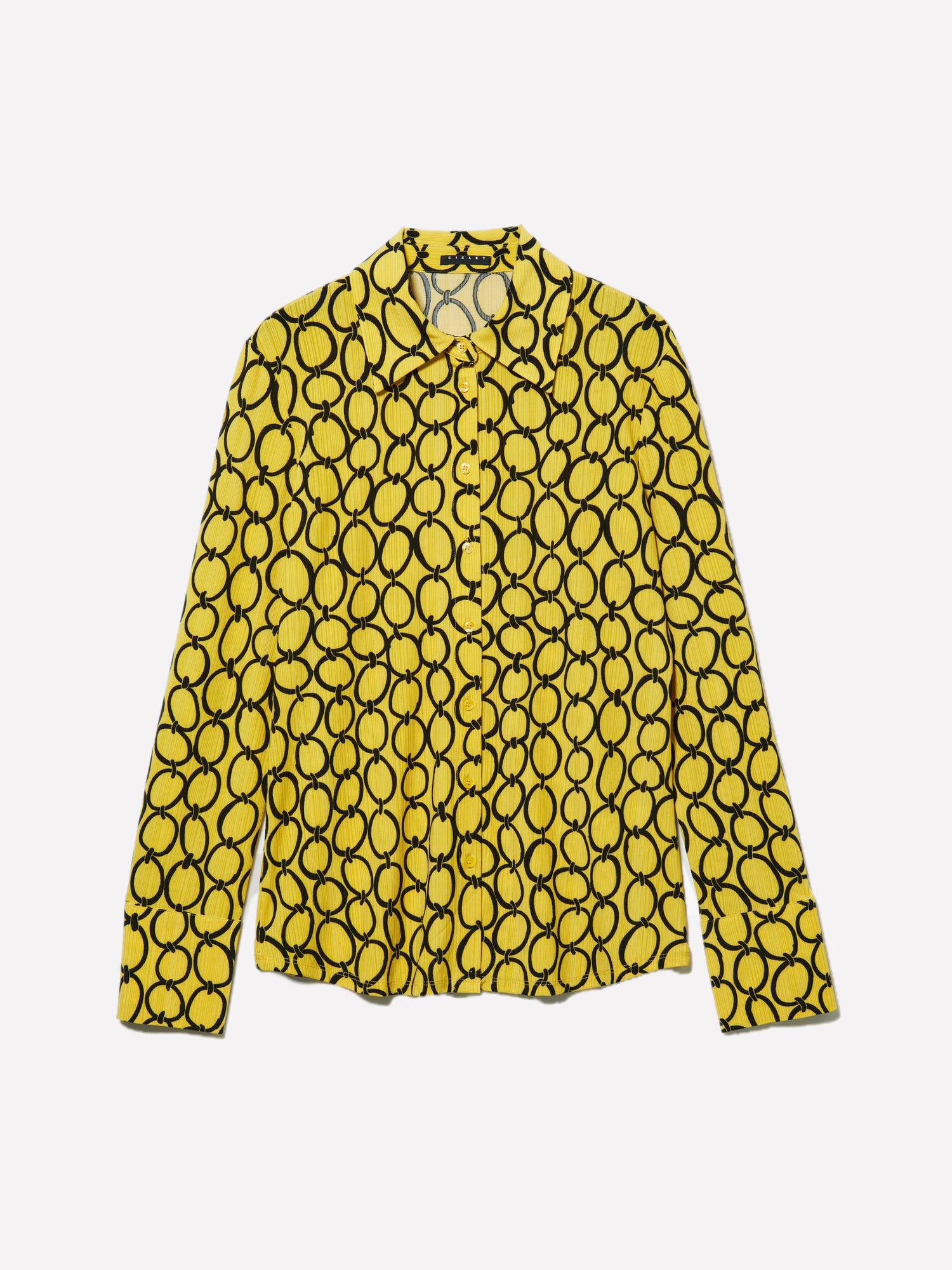 Camicia a costine stampata da donna senape | Sisley Outlet