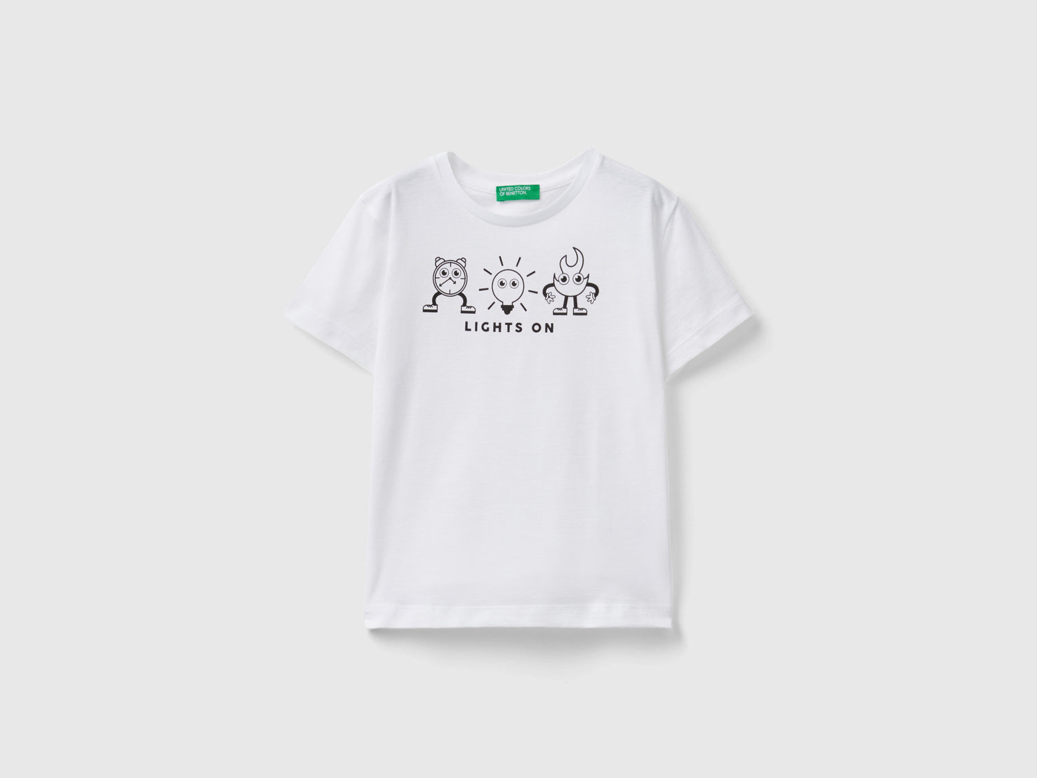 Maglietta in cotone bio con stampa da bimbo bianco | Benetton Outlet