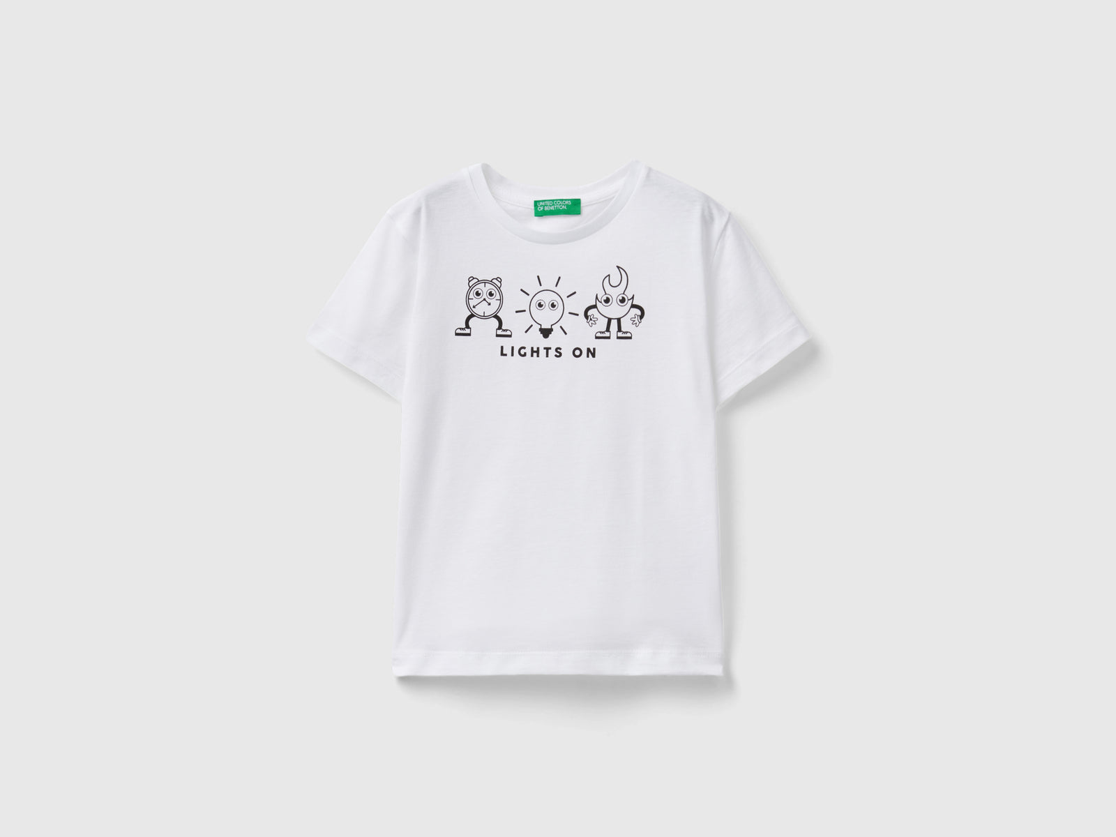 Maglietta in cotone bio con stampa da bimbo bianco | Benetton Outlet