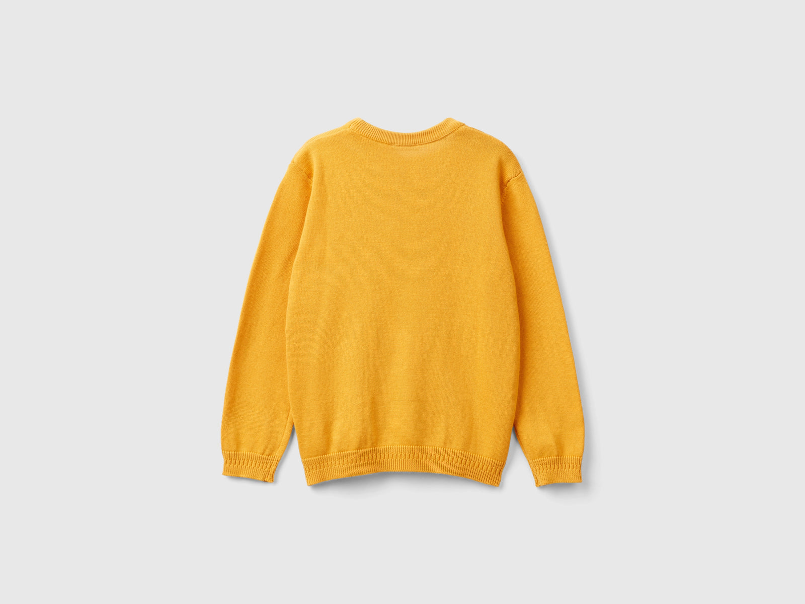 Maglioncino in puro cotone con logo da bimbo senape 2 | Benetton Outlet