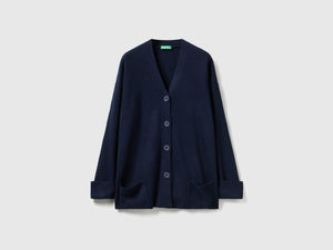 Cardigan over fit in misto lana