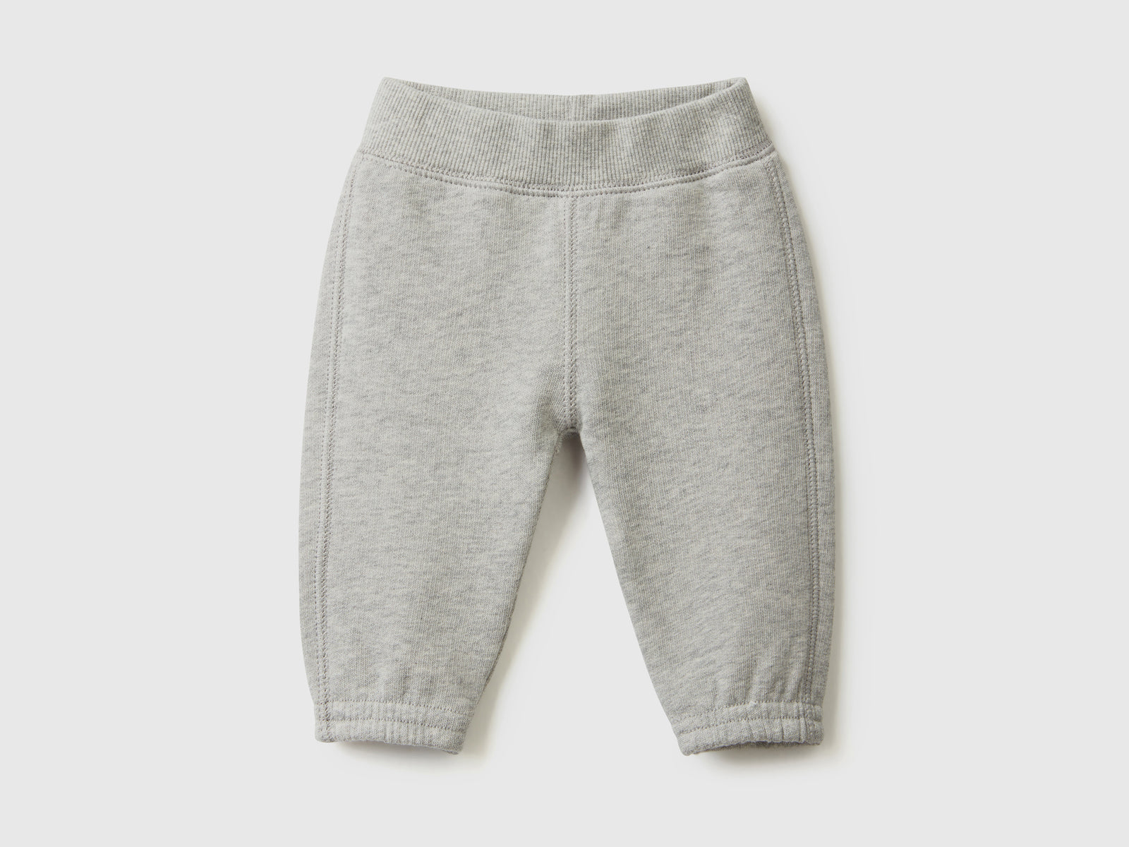 Pantaloni lunghi in felpa di puro cotone da neonato grigio chiaro | Benetton Outlet