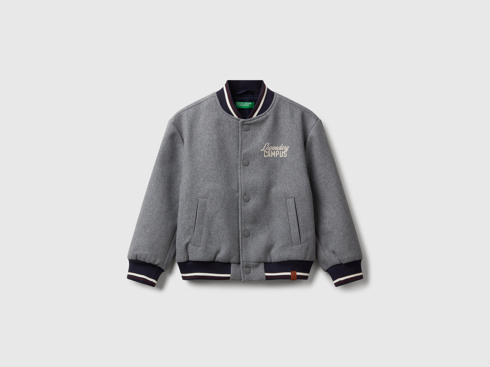 Bomber in misto lana da bambino grigio scuro | Benetton Outlet