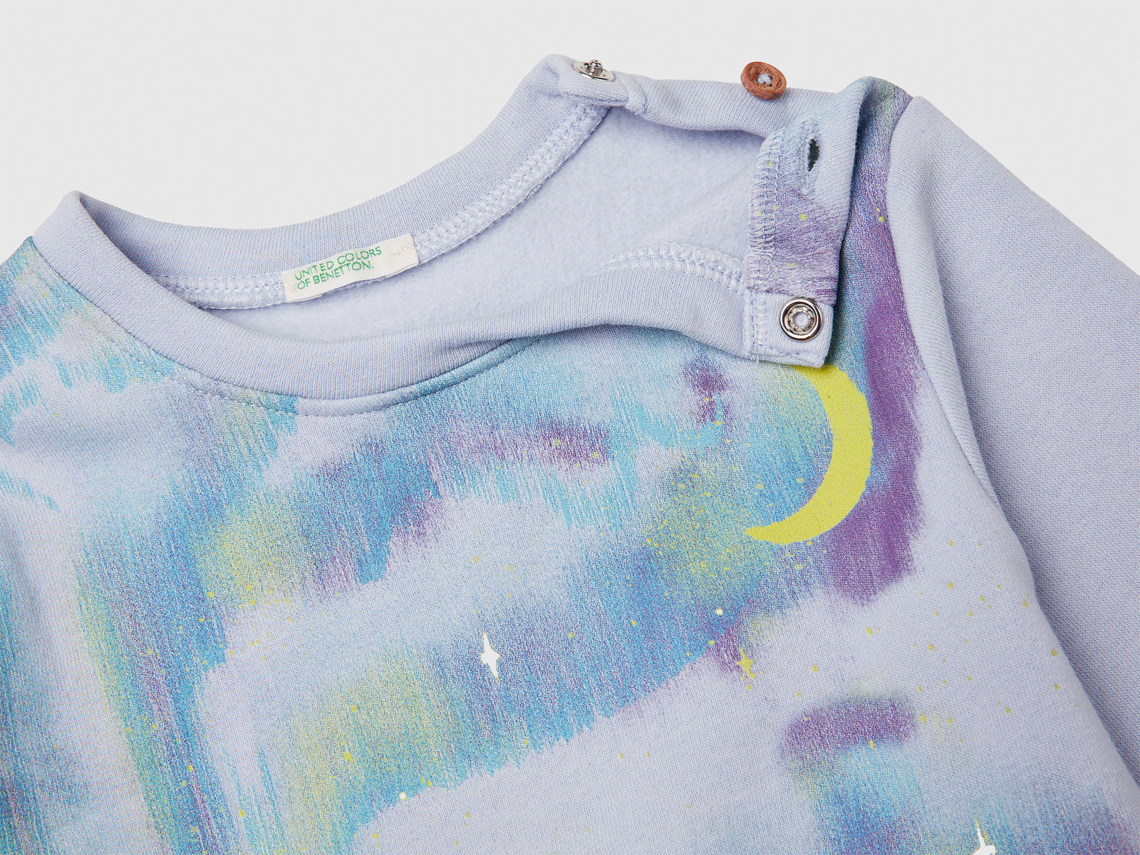 Felpa con stampa in misto cotone da neonato celeste 3 | Benetton Outlet