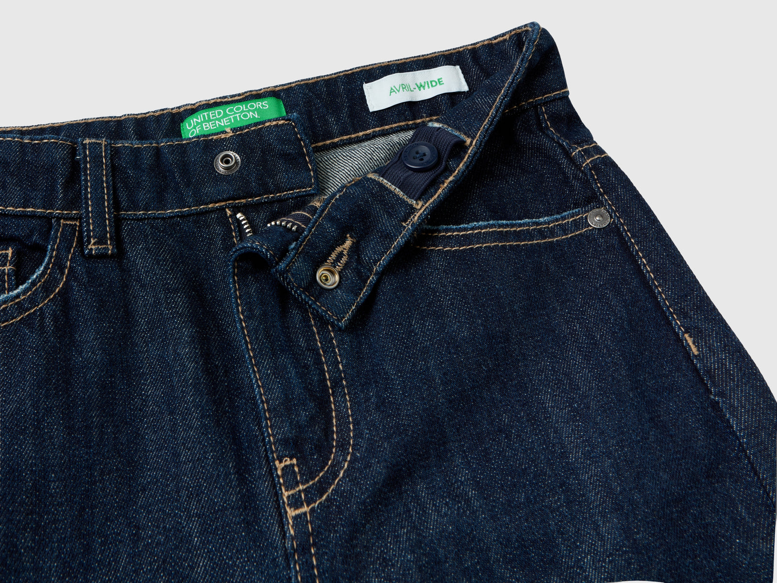 Jeans wide fit a vita alta da bambina blu scuro 3 | Benetton Outlet