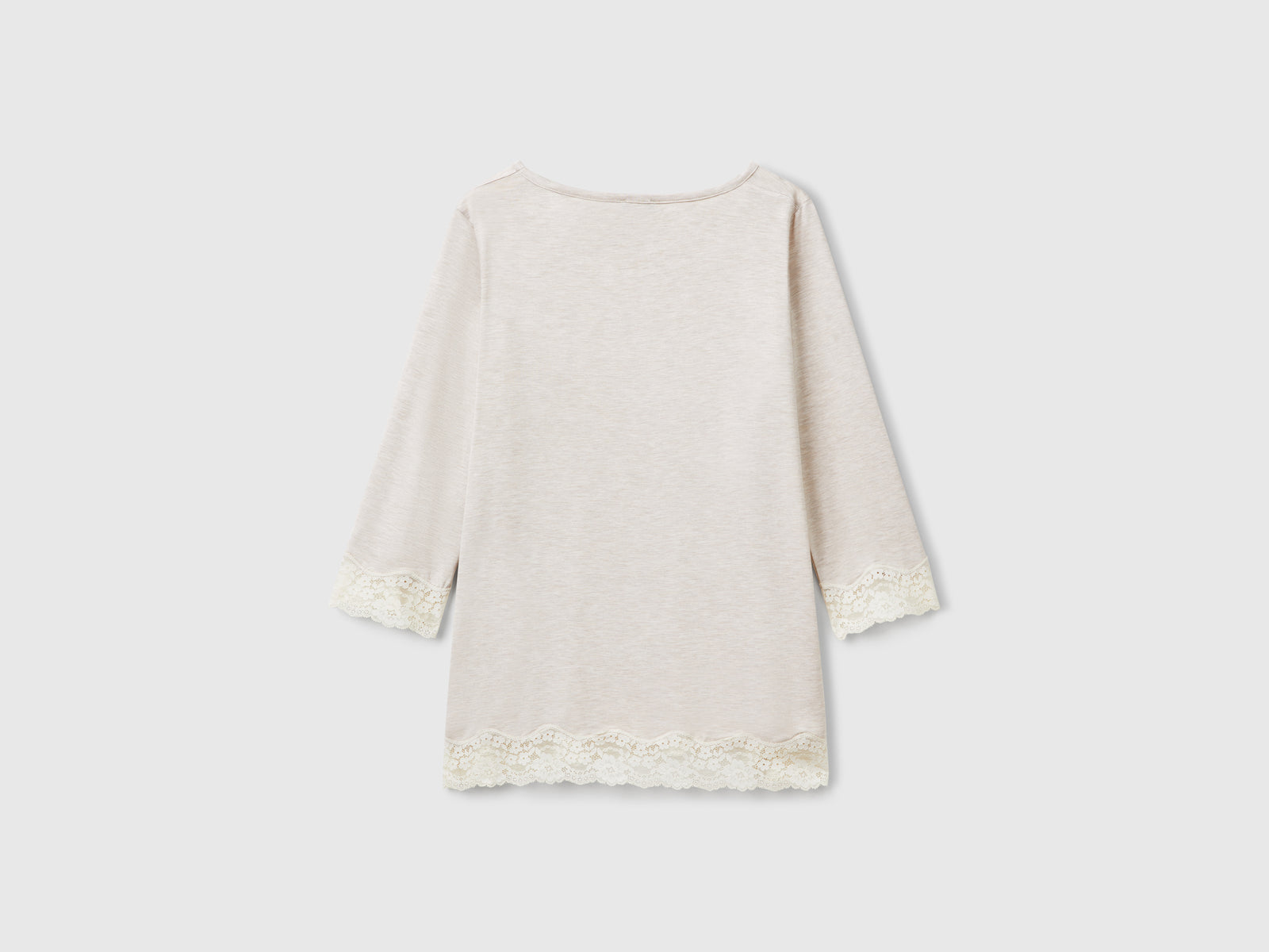 Maglia fluida con dettagli in pizzo da donna beige 2 | Benetton Outlet