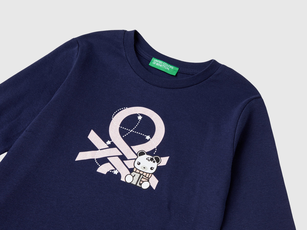 T-shirt con stampa glitter in cotone bio
