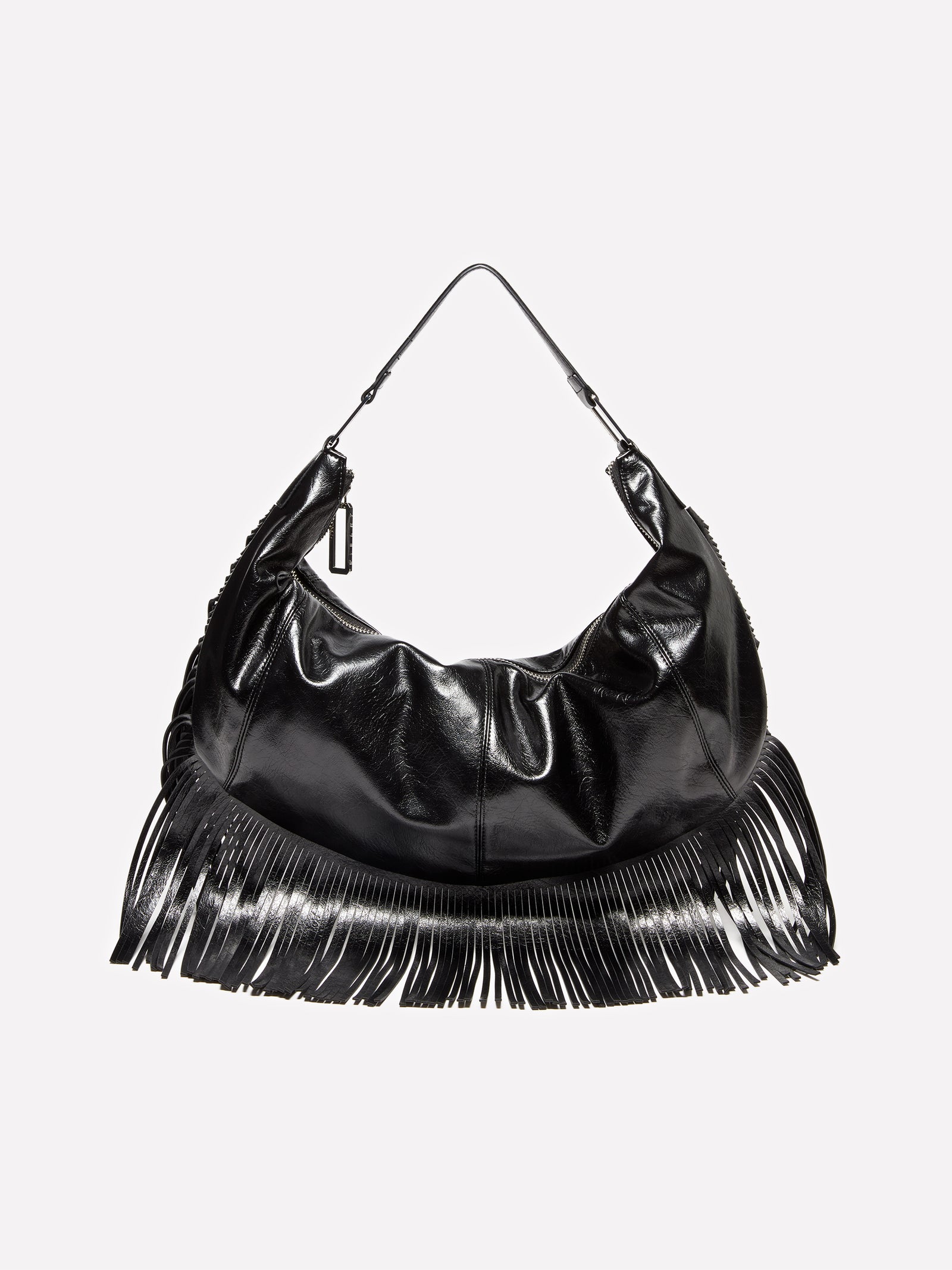 Borsa a spalla con frange da donna nero | Sisley Outlet