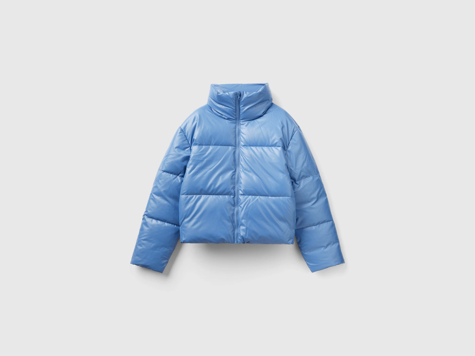 Piumino imbottito in ovatta da donna celeste | Benetton Outlet