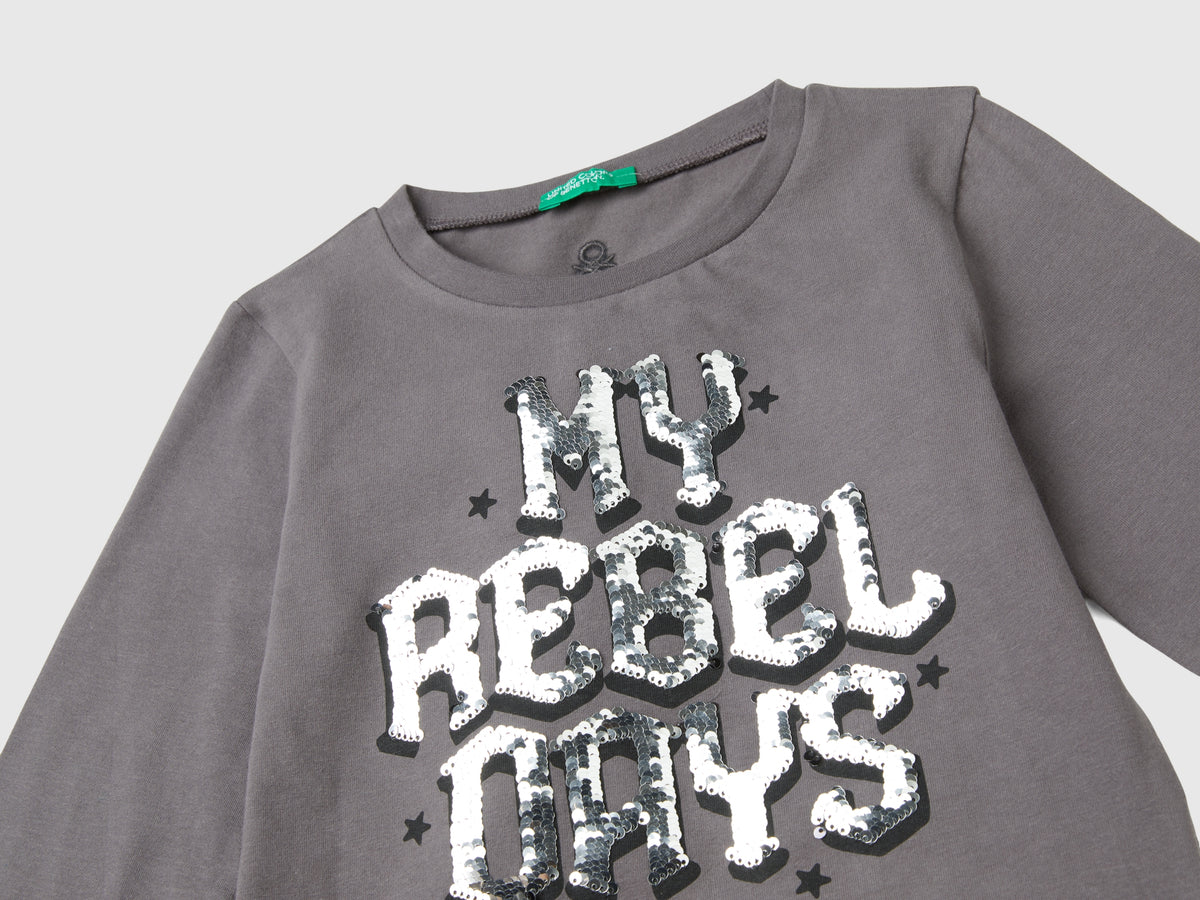 T-shirt con paillettes in cotone bio
