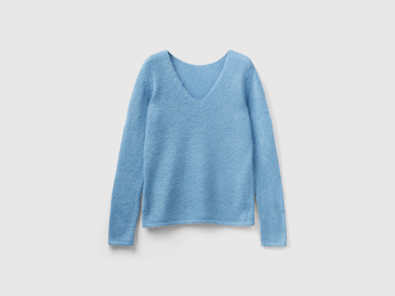 Maglia in misto mohair regular fit da donna azzurro | Benetton Outlet