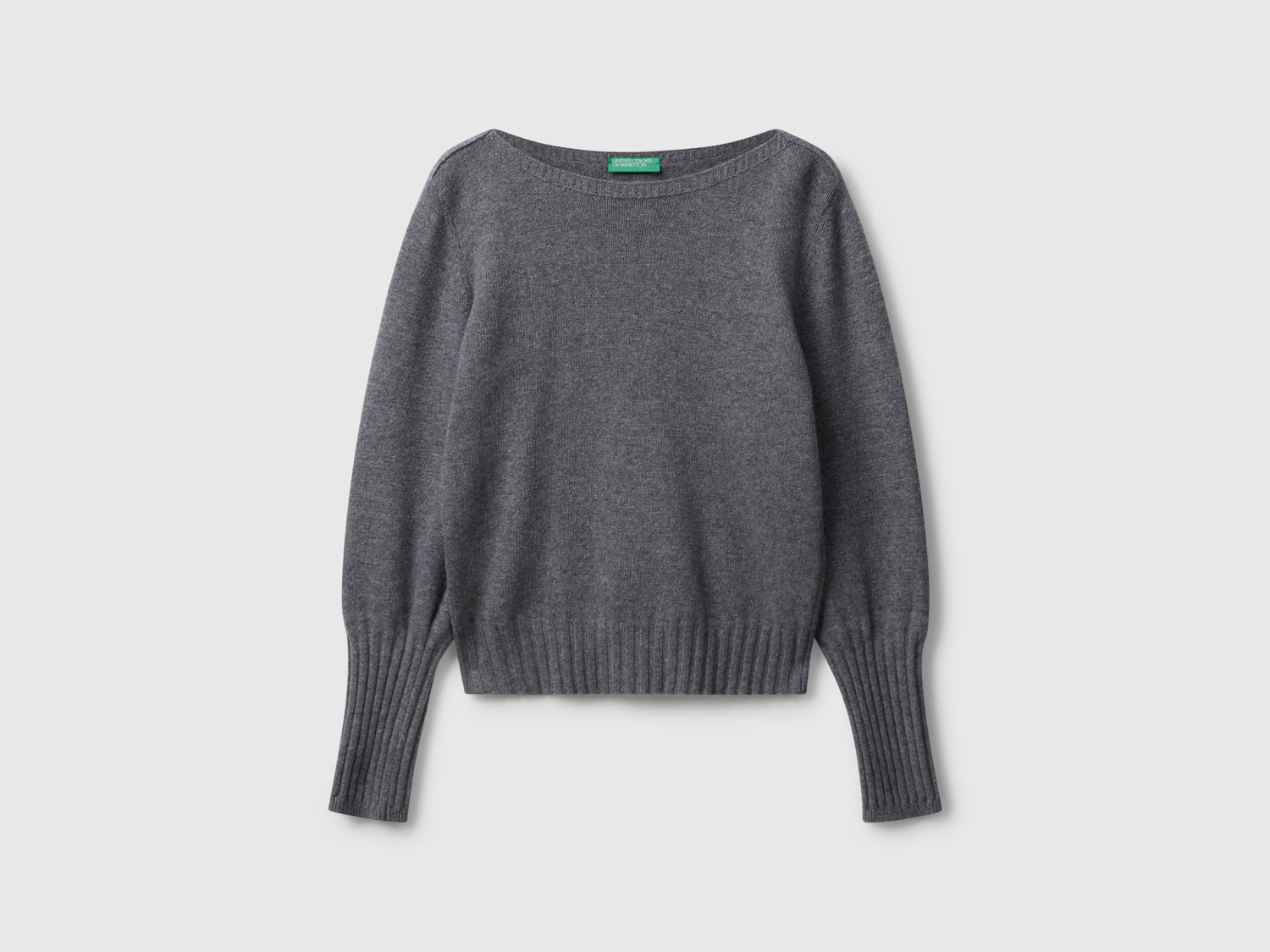 Maglioncino con scollo a barchetta da donna grigio scuro | Benetton Outlet