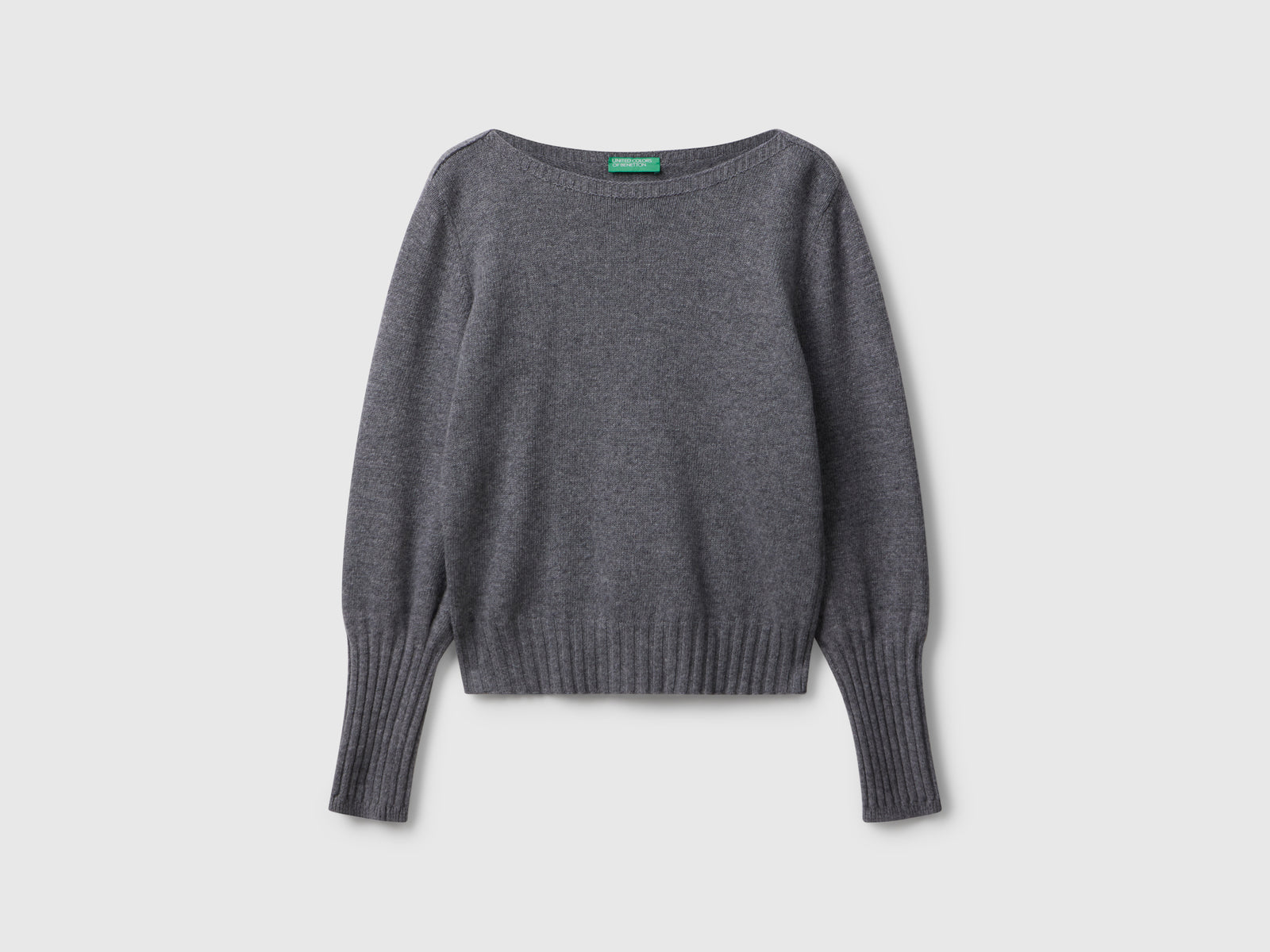 Maglioncino con scollo a barchetta da donna grigio scuro | Benetton Outlet
