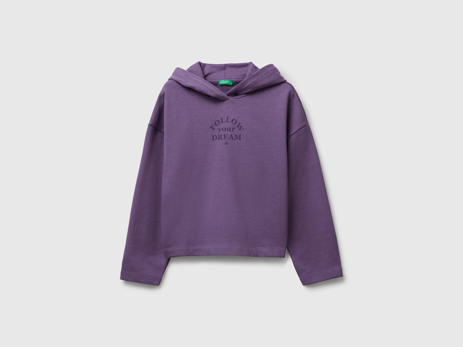 Felpa con stampa slogan da bambina viola | Benetton Outlet