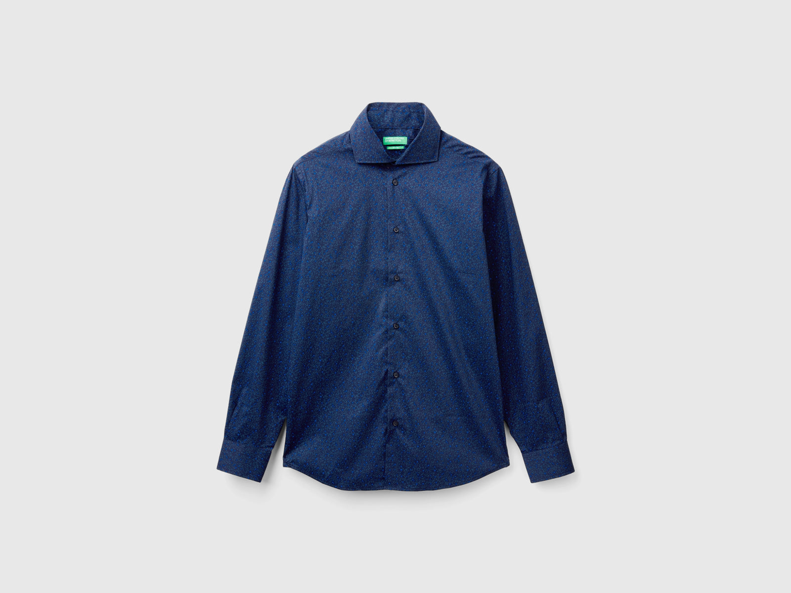 Camicia fantasia slim fit da uomo blu scuro | Benetton Outlet