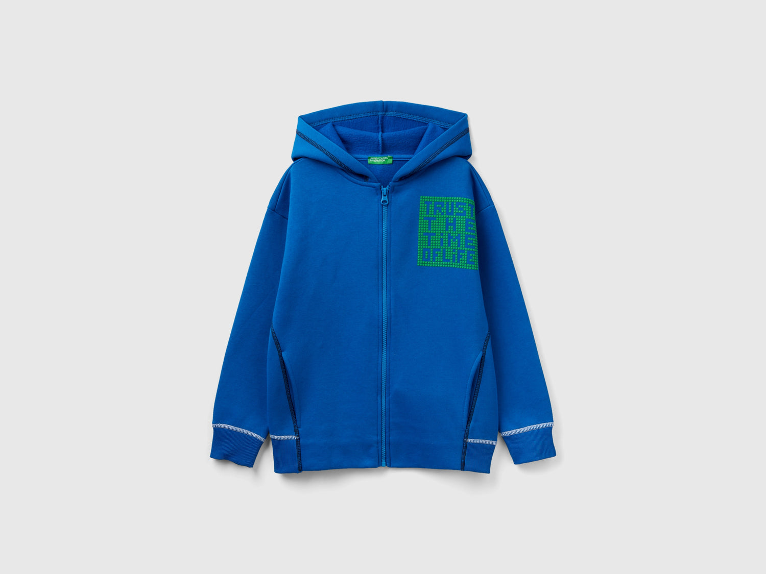Calda felpa over fit con zip da bambino bluette | Benetton Outlet