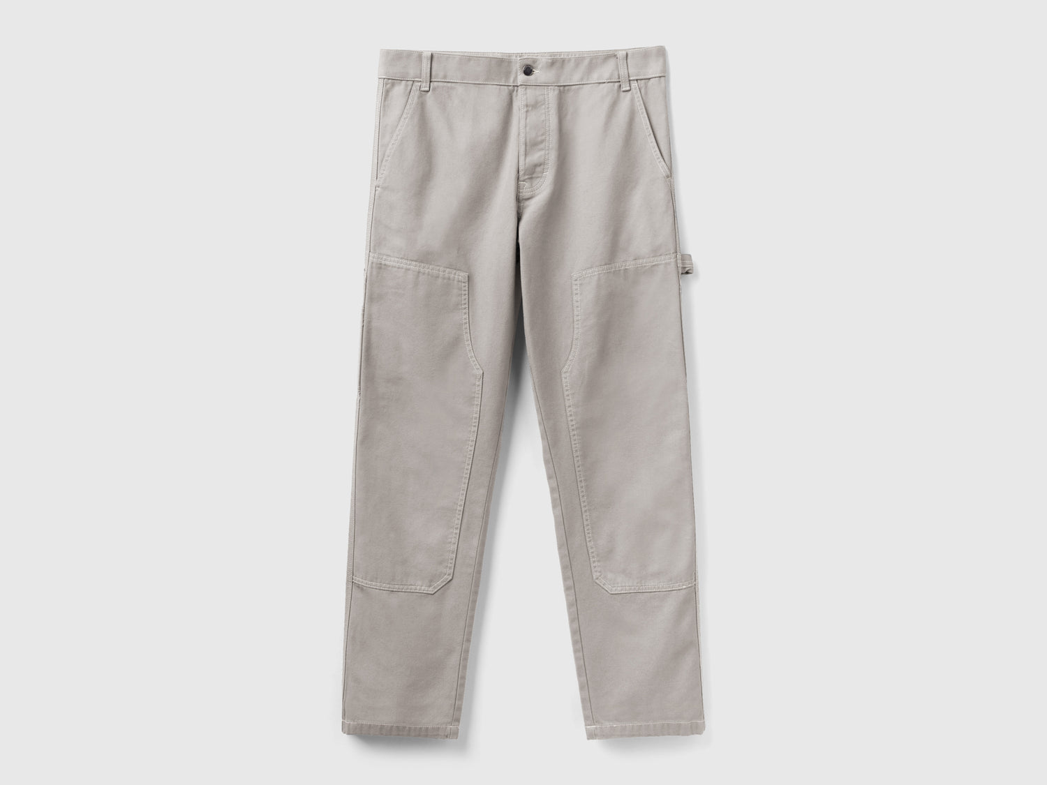 Pantaloni in tela di cotone da uomo grigio chiaro | Benetton Outlet