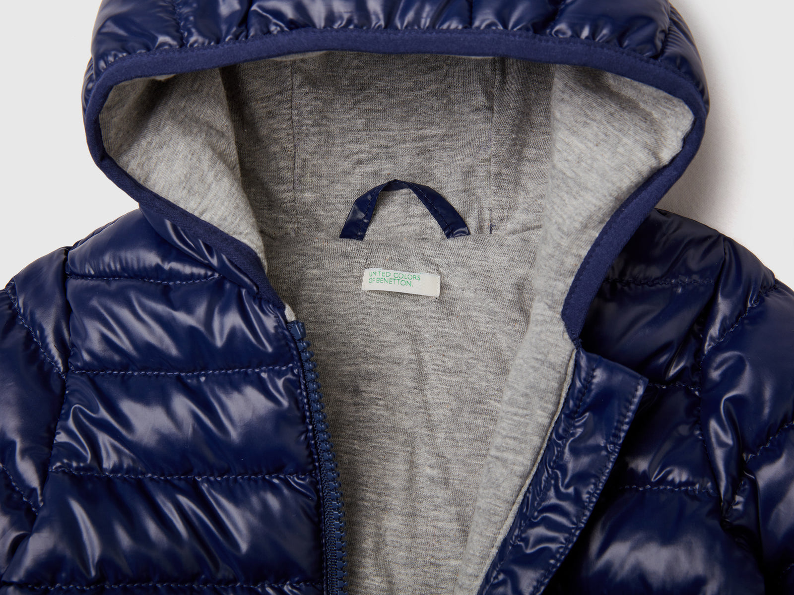 Giubbotto con orecchie in tessuto tecnico da neonato blu scuro 3 | Benetton Outlet