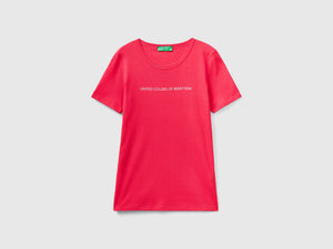 T-shirt 100% cotone con stampa logo glitter