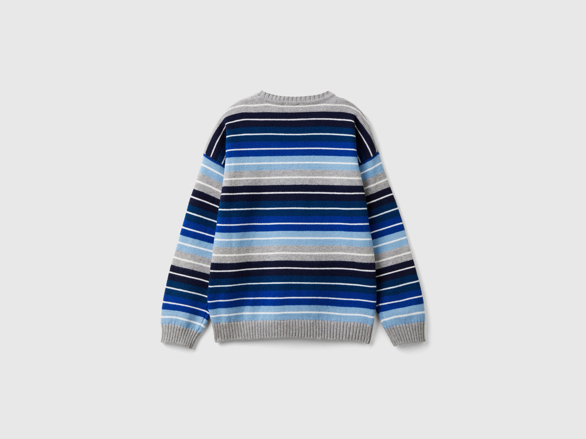 Maglia a righe in misto cotone e lana