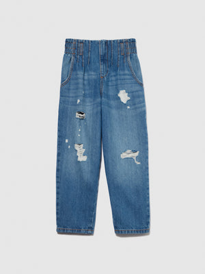 Jeans a vita alta con rotture