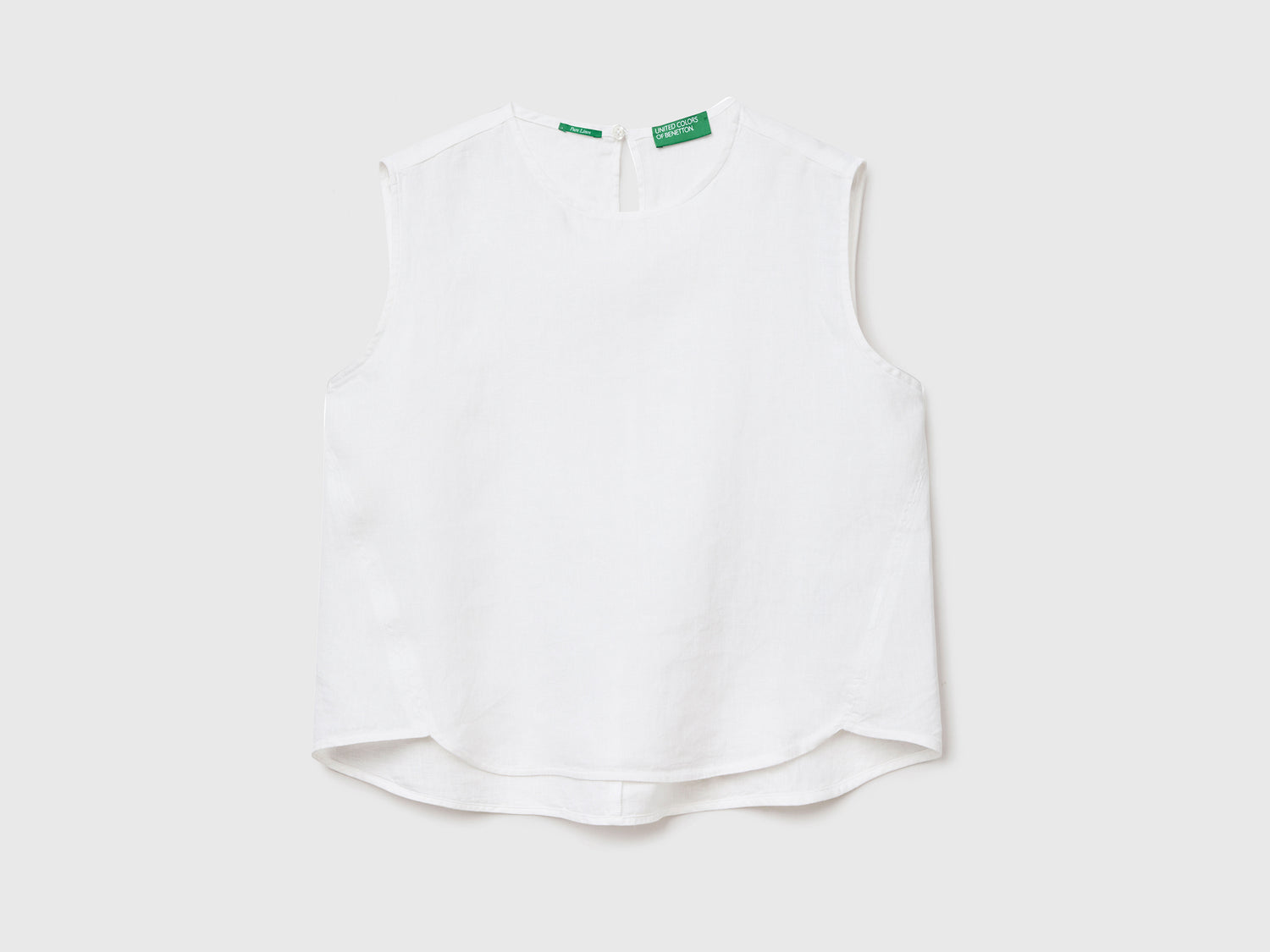 Camicetta girocollo leggera senza manica dal taglio dritto da donna bianco | Benetton Outlet