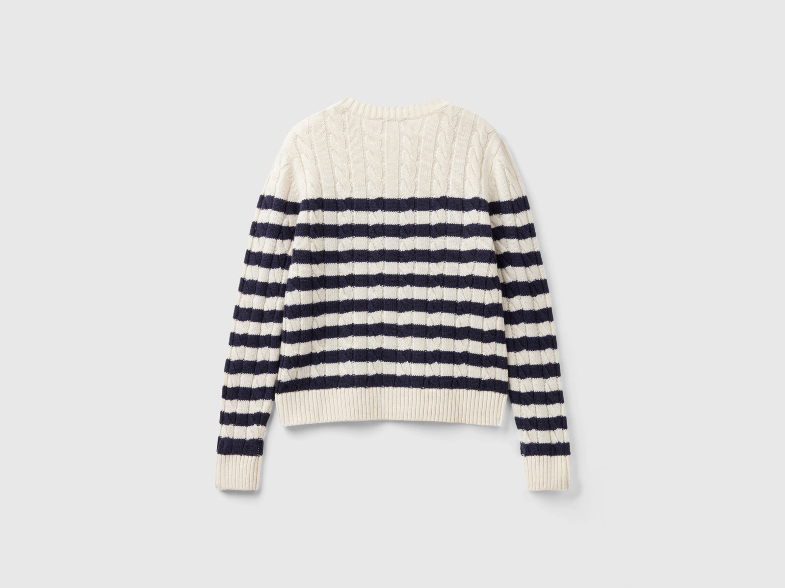Maglioncino a righe con trecce da donna bianco 2 | Benetton Outlet