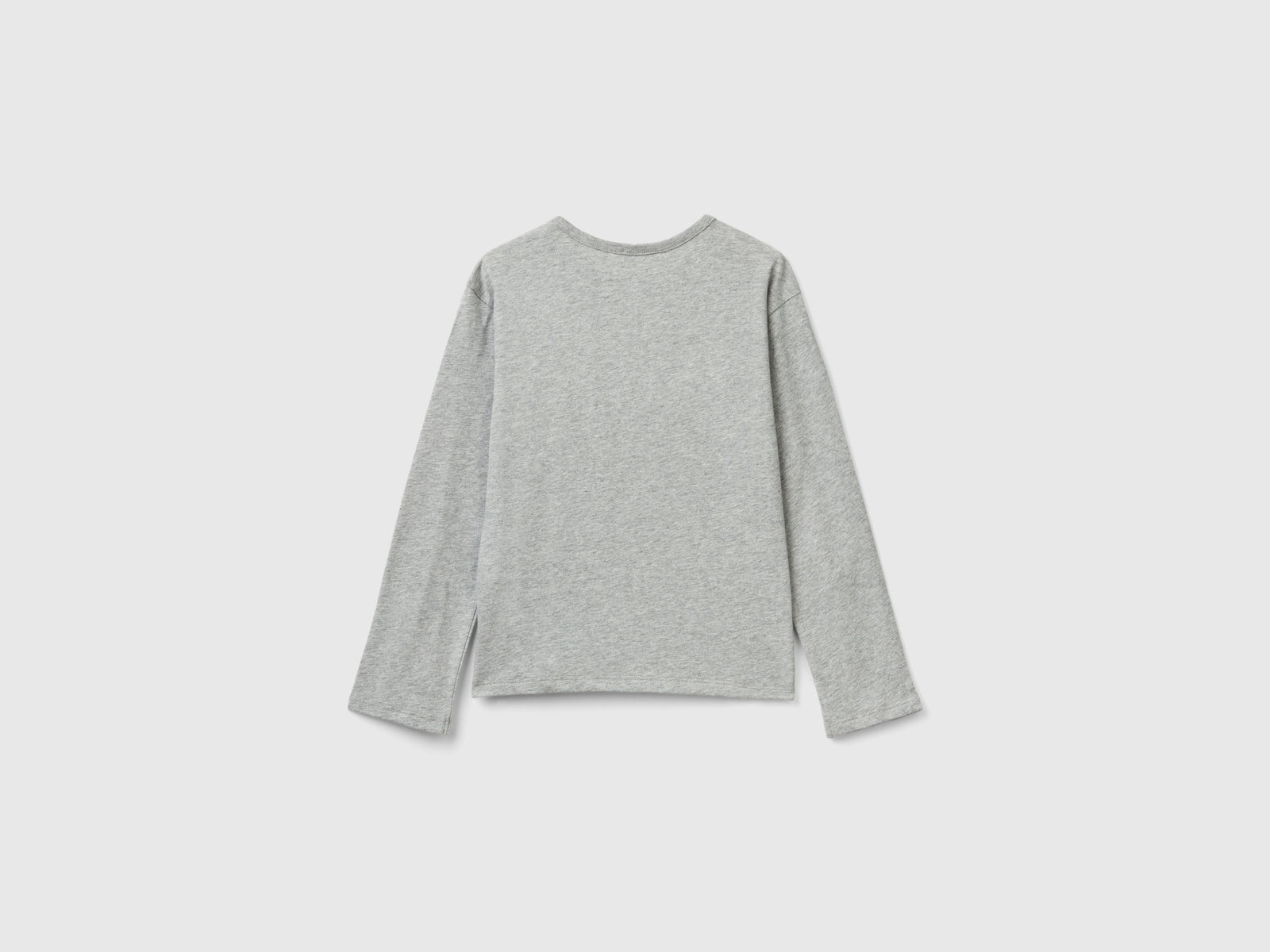 T-shirt in caldo cotone bio con paillettes da bambina grigio chiaro 2 | Benetton Outlet