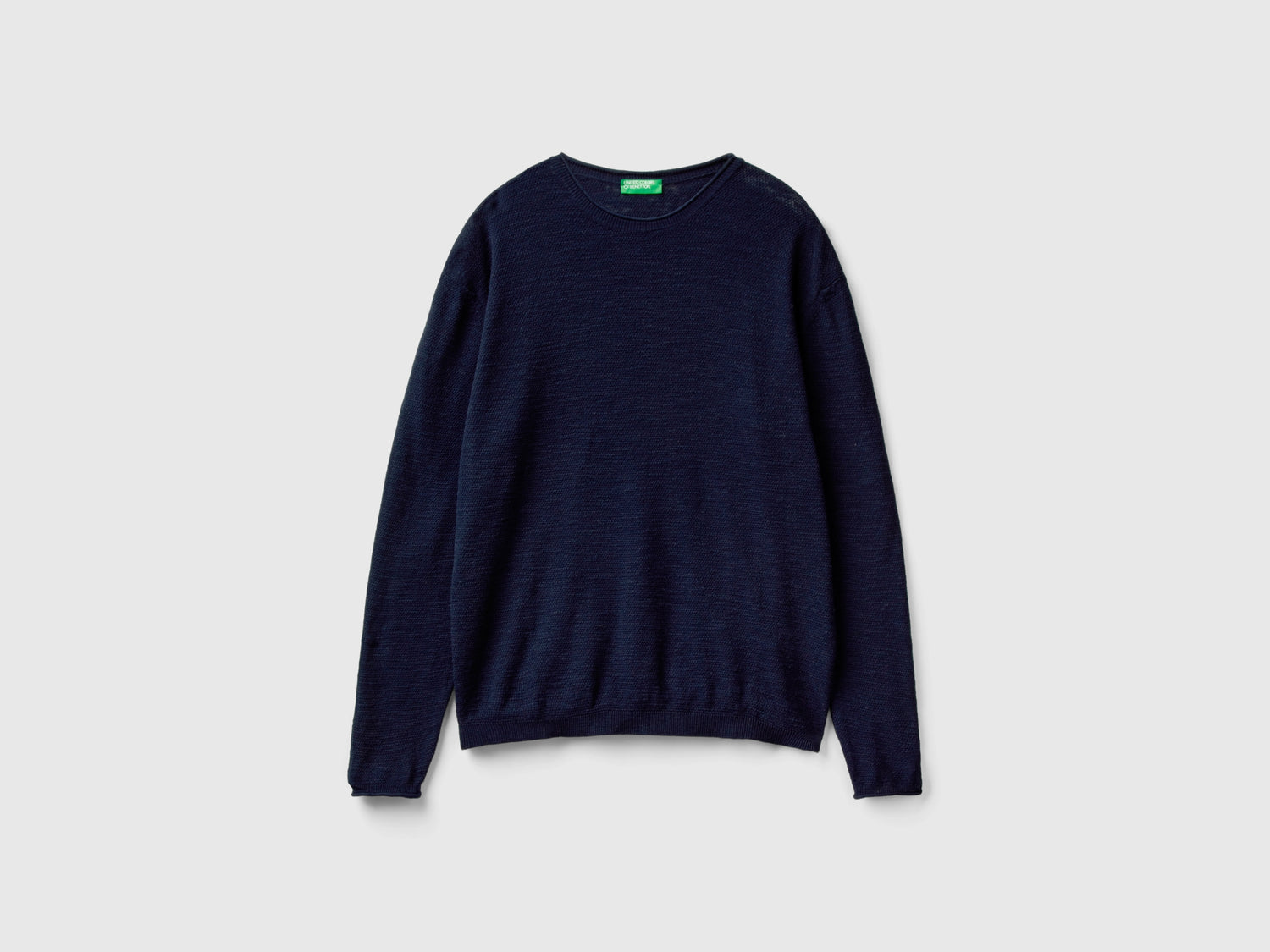 Maglia regular fit in misto lino da uomo blu scuro | Benetton Outlet