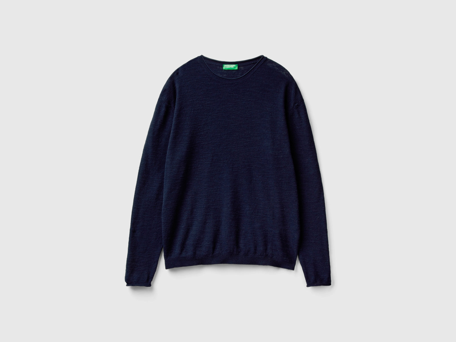 Maglia regular fit in misto lino da uomo blu scuro | Benetton Outlet
