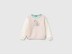 Sudadera cerrada con estampado de purpurina