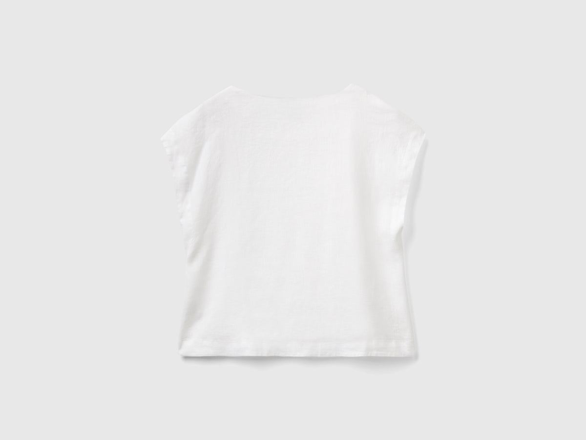 Blusa scollo quadrato in puro lino